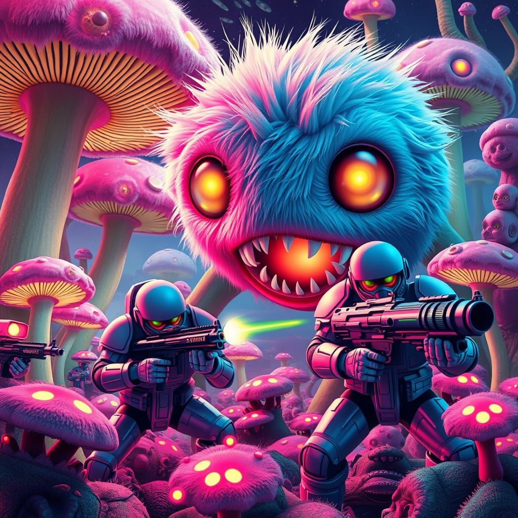 Pastel Rainbow Creatures Devouring Space Marines