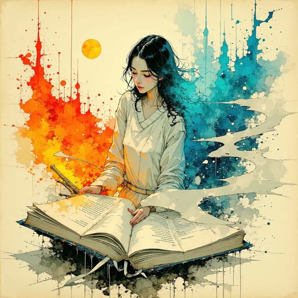 Wizard Conjures Fire and Ice Magic for Enchanted Sword