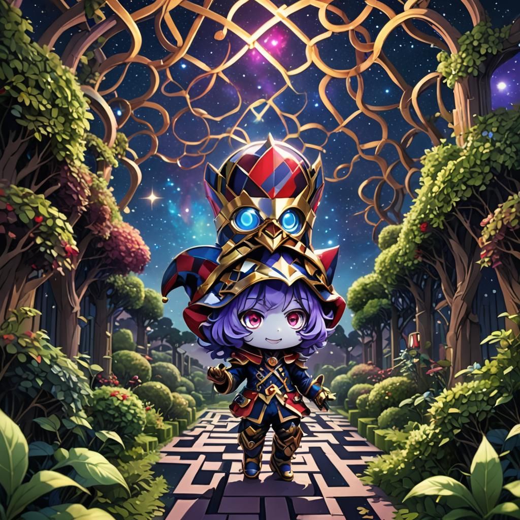 Chibi Harlequin in Nebula Maze: Anime Art