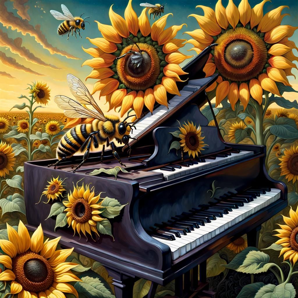 Pollinator insects and piano