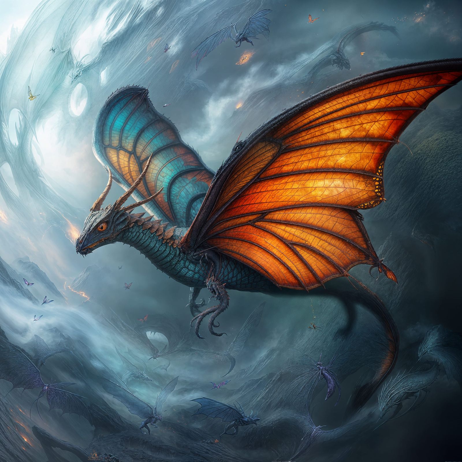Fantastical Dragon Butterfly Concept Art
