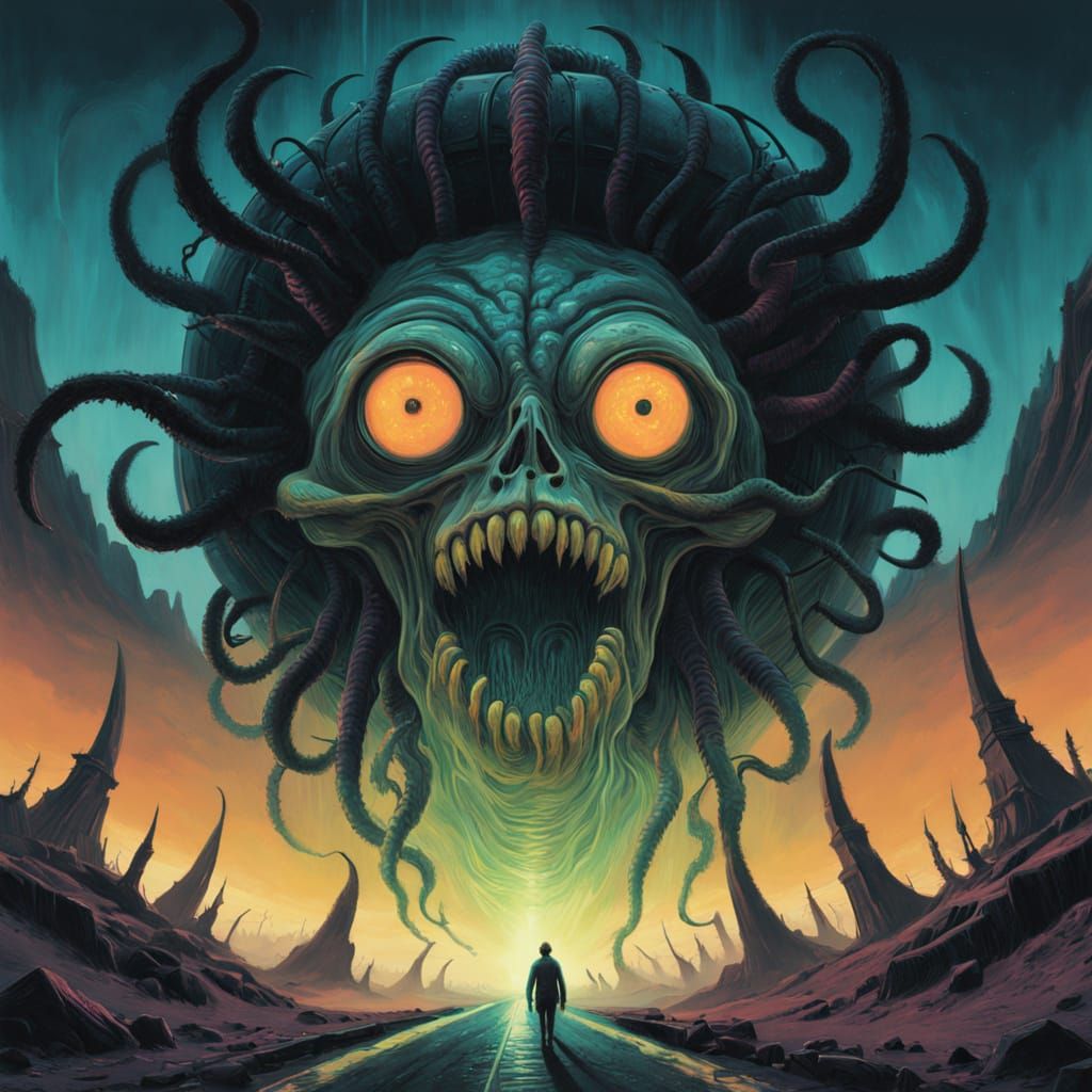 Eldritch Horror Eats Star in H.R. Giger Style