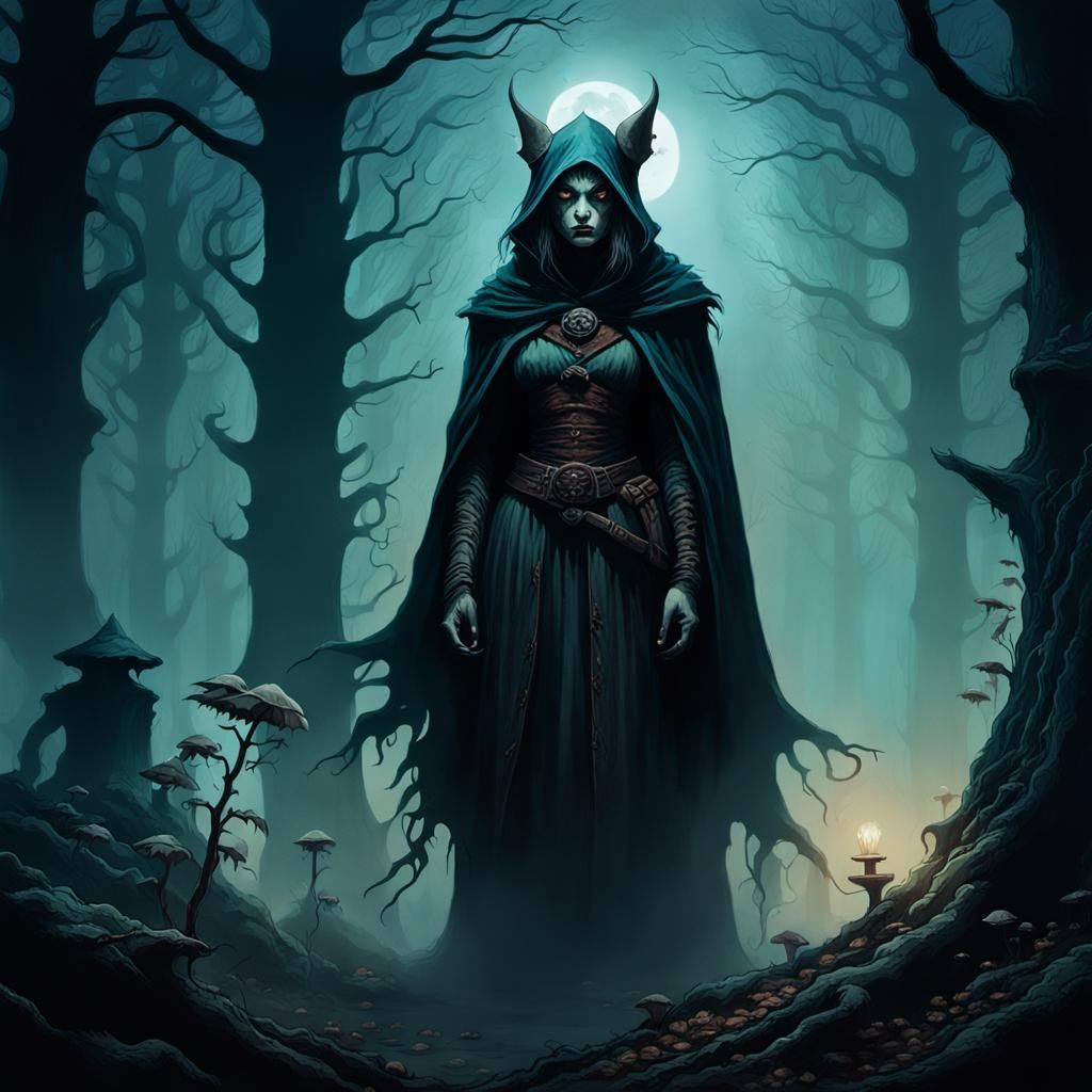 Hobgoblin Witch Werewolf in Misty Forest