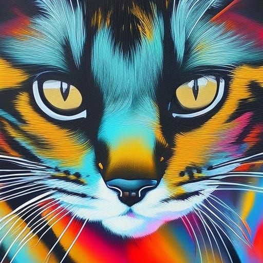 Colorful Graffiti Black Cat Splash Art