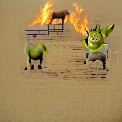 Fiery Shrek Donkey: AI Interpretation