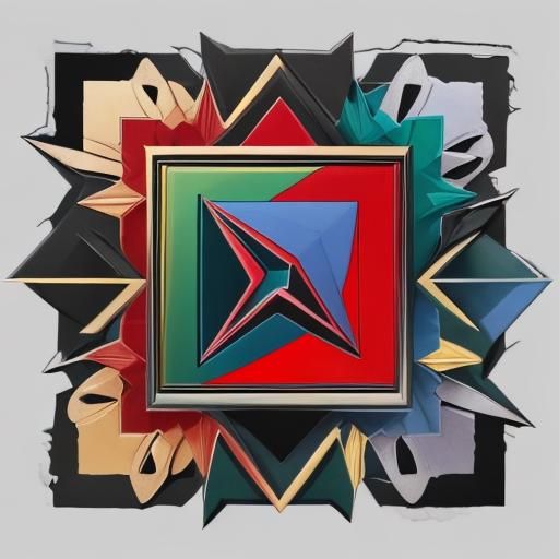 Geometric Fractal Art in Bold Primary Colors