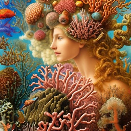 Ornate Coral Crown Underwater Fantasy Art