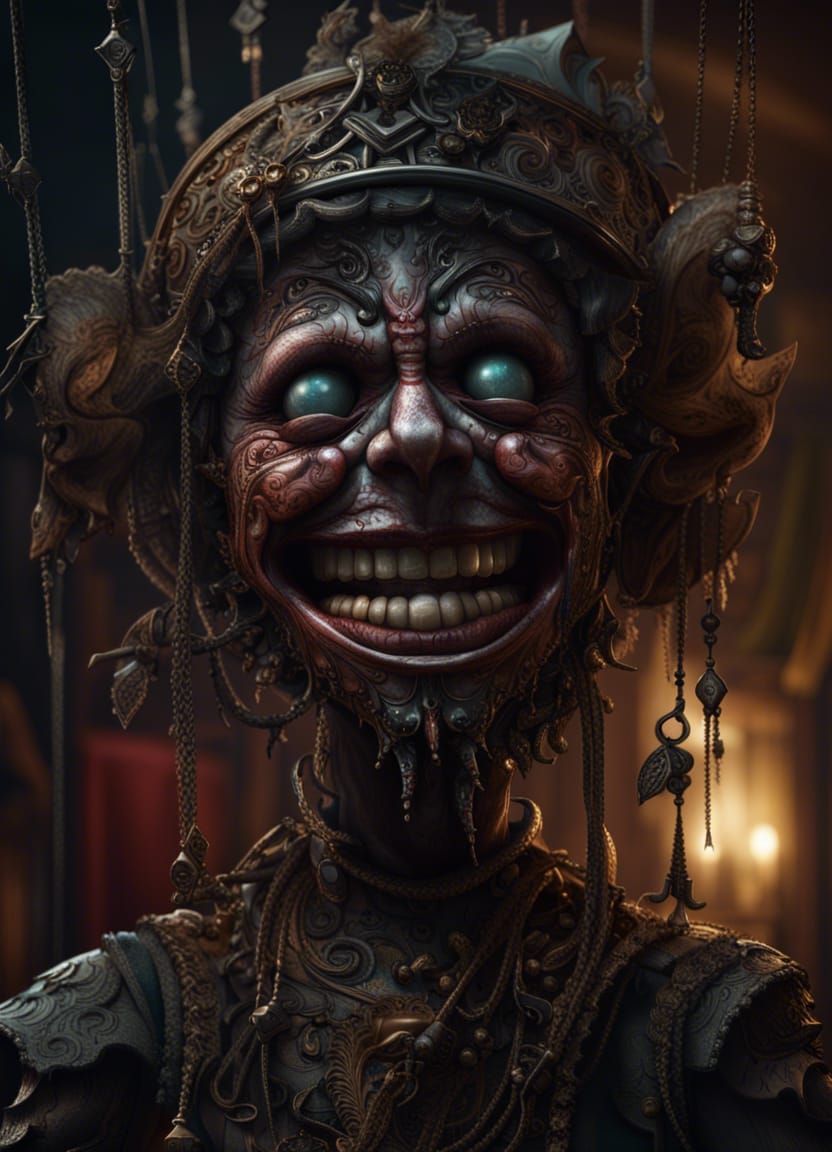 Possessed Marionette with Glasgow Grin, Hyperdetailed CGI Re...