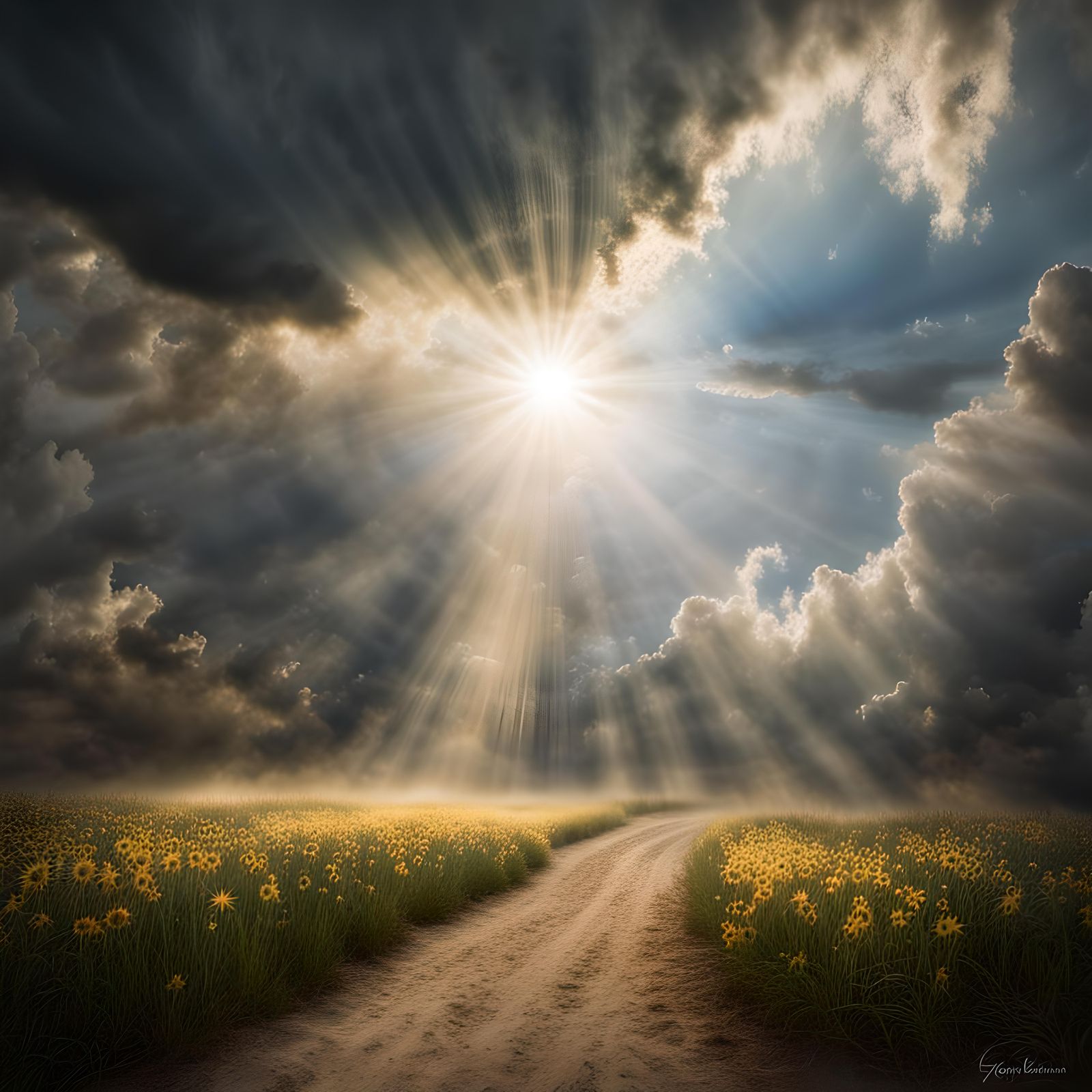 Divine Sunshine and Clouds by Greg Rutkowski