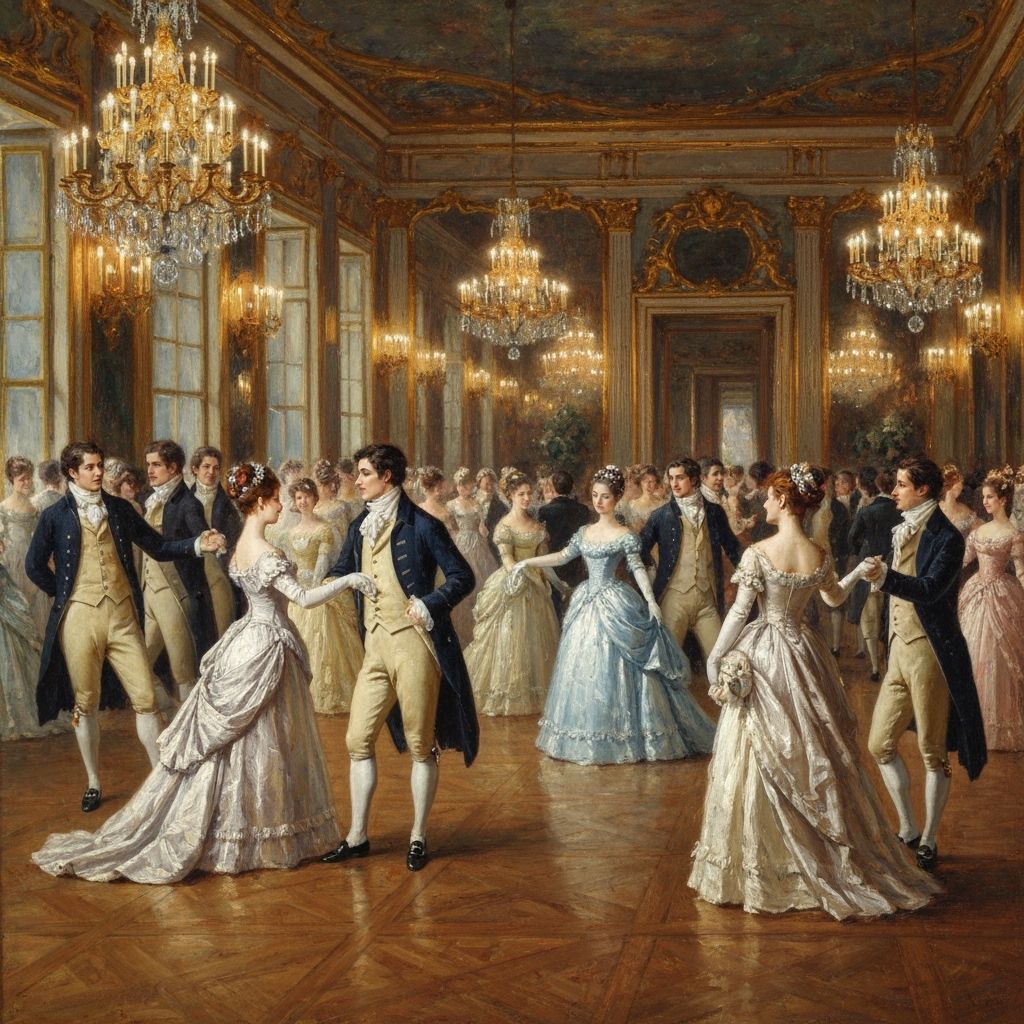 Regency Ball: Elegant Dancers in Oil Painting Style