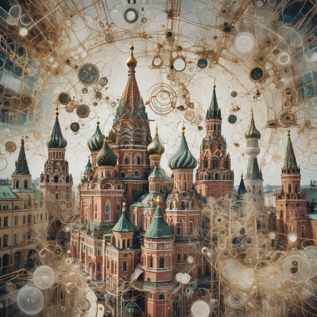 Quantum St. Basil's Cathedral: Surreal Multiple Exposure