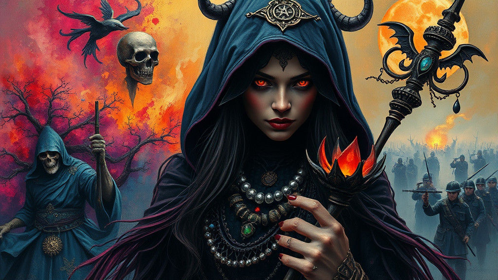 Enigmatic Black Magic Woman in Mystical Voodoo Attire