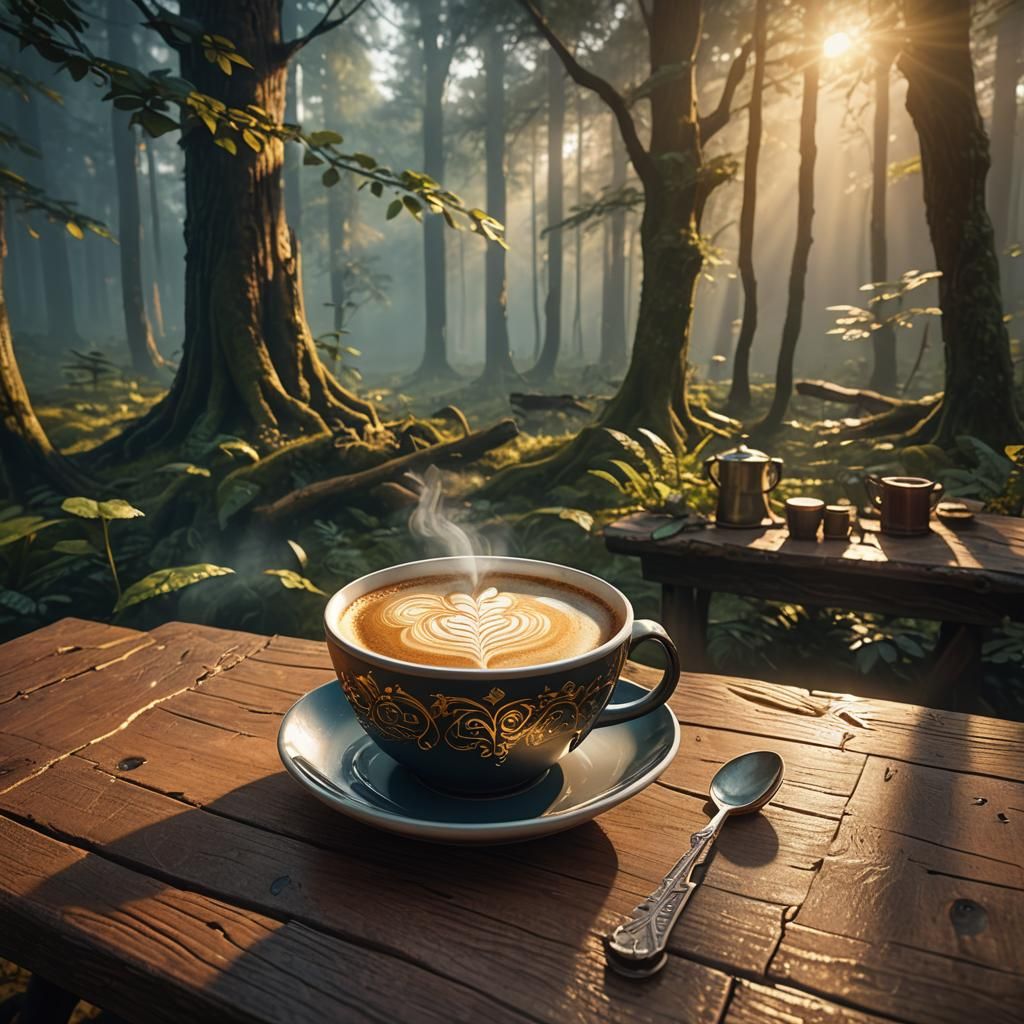 Mystical Forest Coffee Cup: Matte Painting