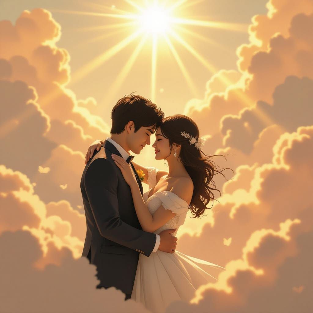 Heavenly Embrace: Couple in Golden Sunshine