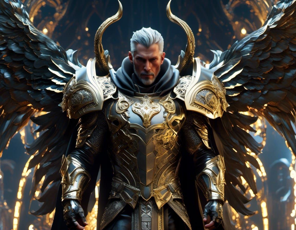 Brass Cyborg in Trashpunk Wasteland, Digital Watercolor