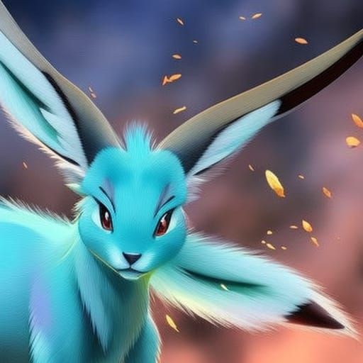 Realistic Glaceon Pokemon in Nature, Splash Art