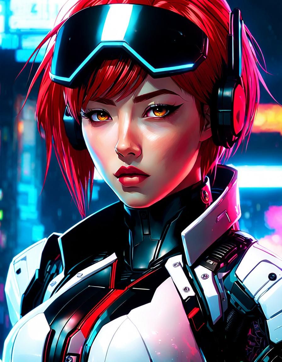 Cyberpunk Makima Portrait in Anime Style