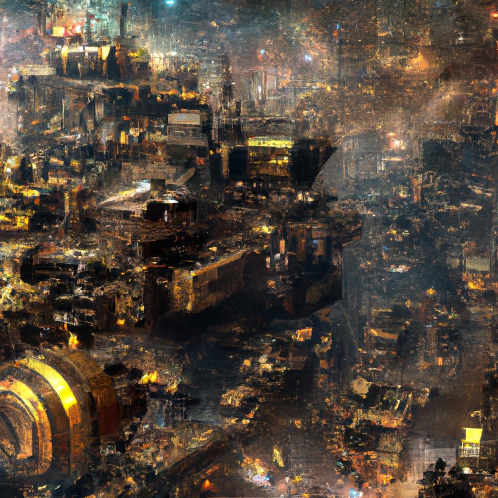 Steampunk City in Space: Detailed Matte Painting