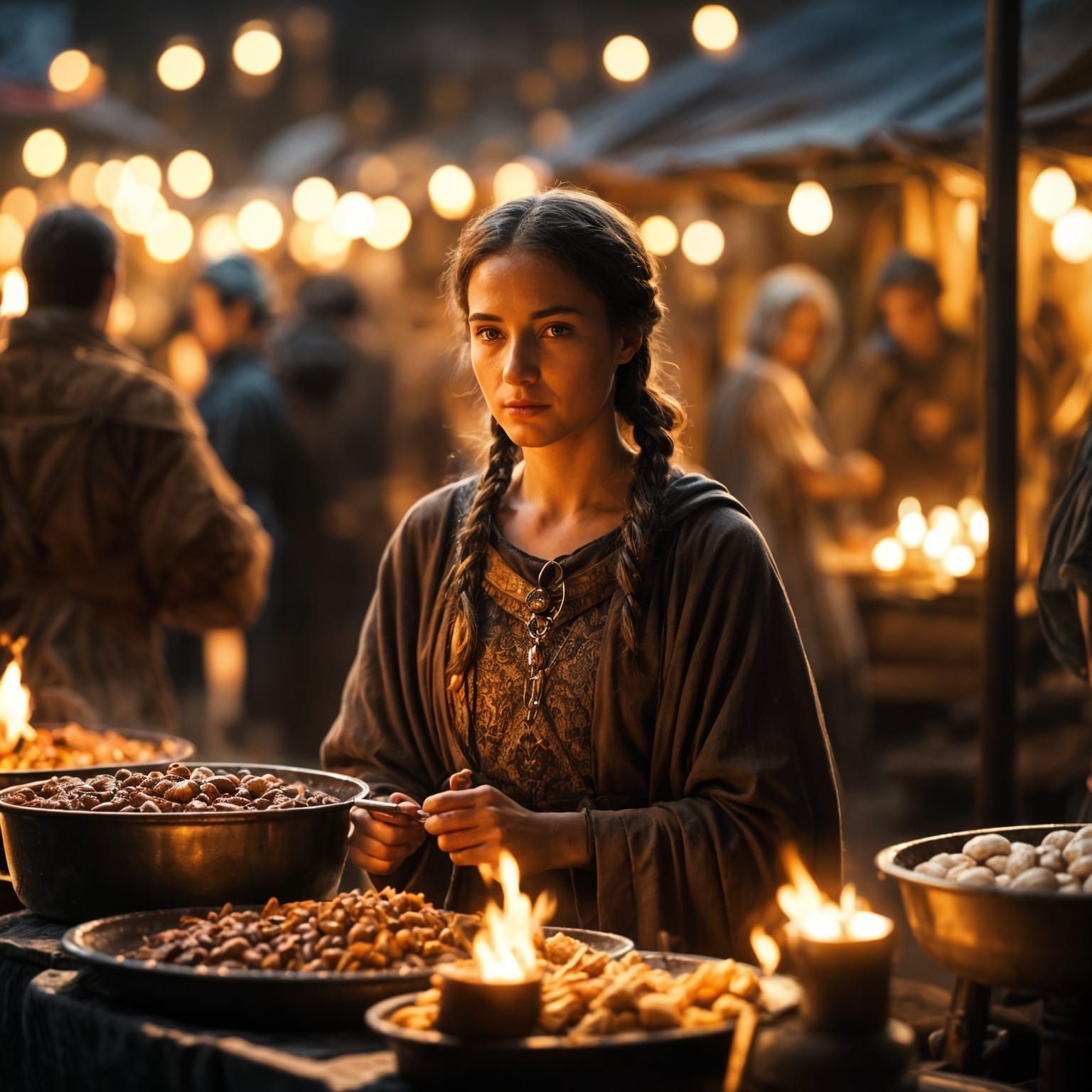 Medieval night market-food stalls