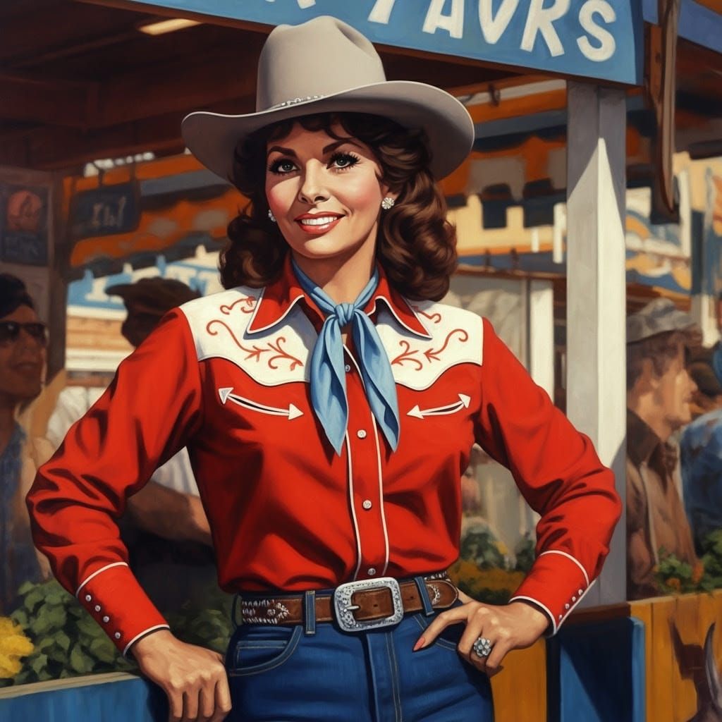Gina Lollobrigida at a County Fair, Oil Painting