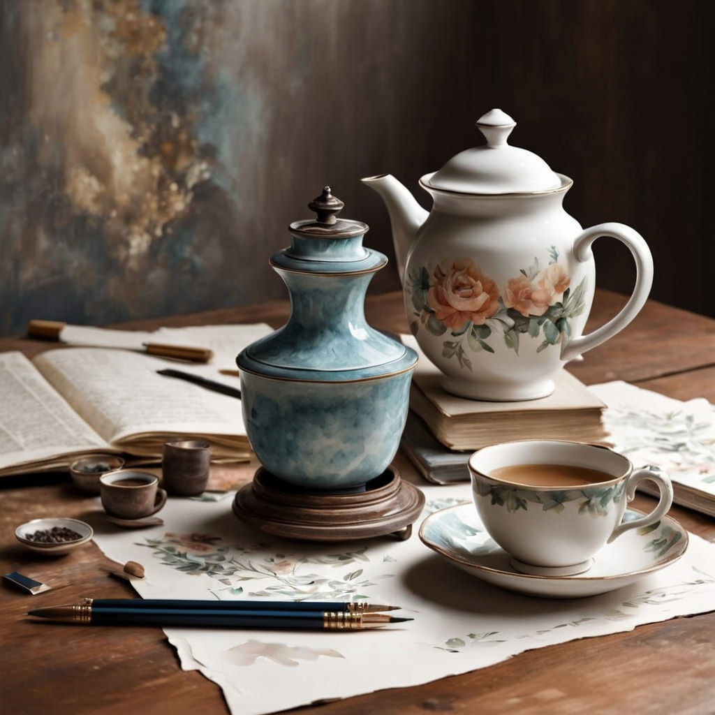 Vintage Office Supplies in a Simple Composition