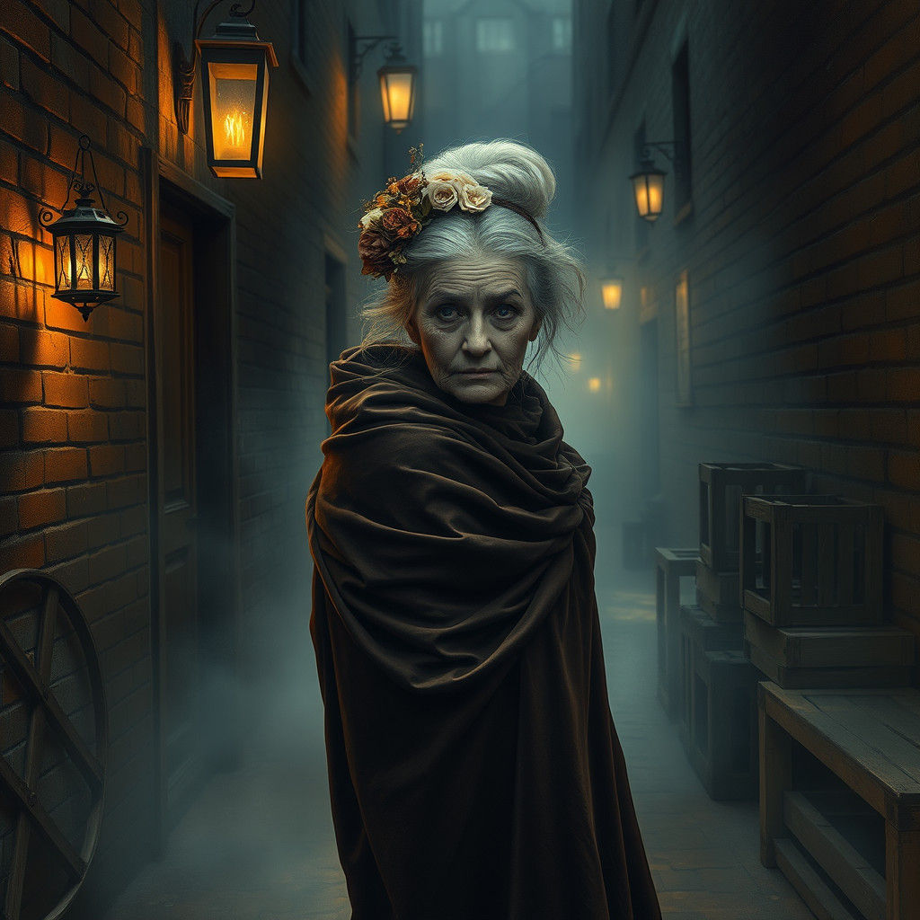 Mysterious Woman in Alleyway, Surrealist Art