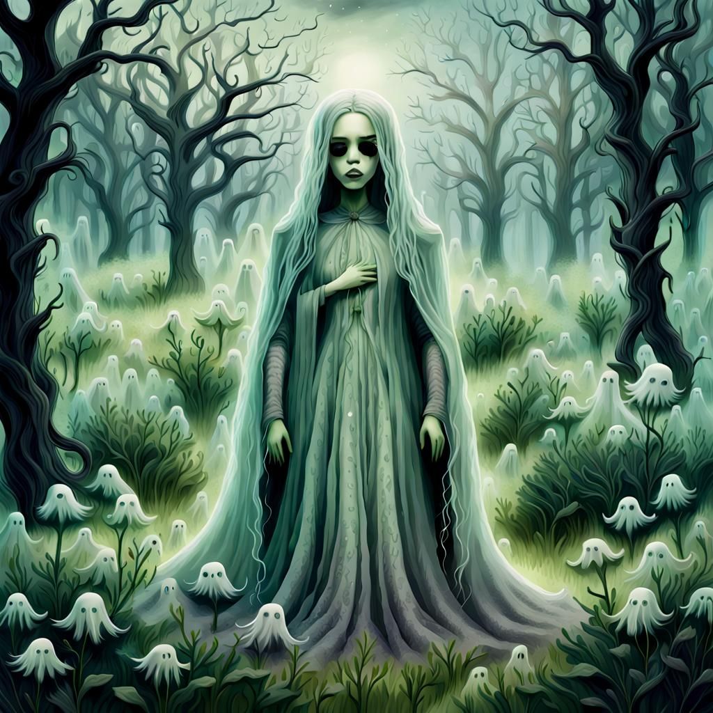 Ghostly Spectral Portrait in Gothic Digital Art