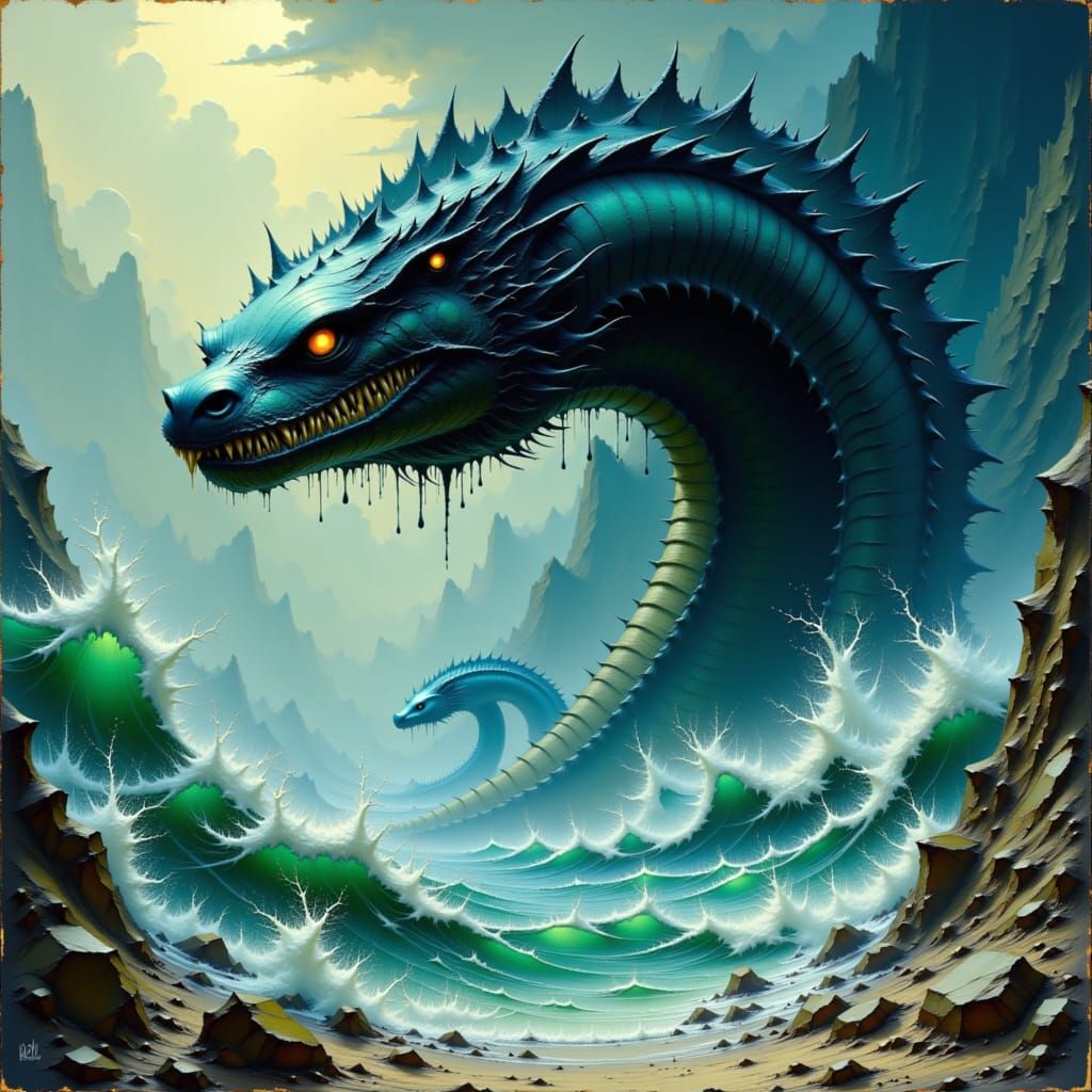 Jörmungandr Emerges: Dark Fantasy Meets Futuristic Surrealis...