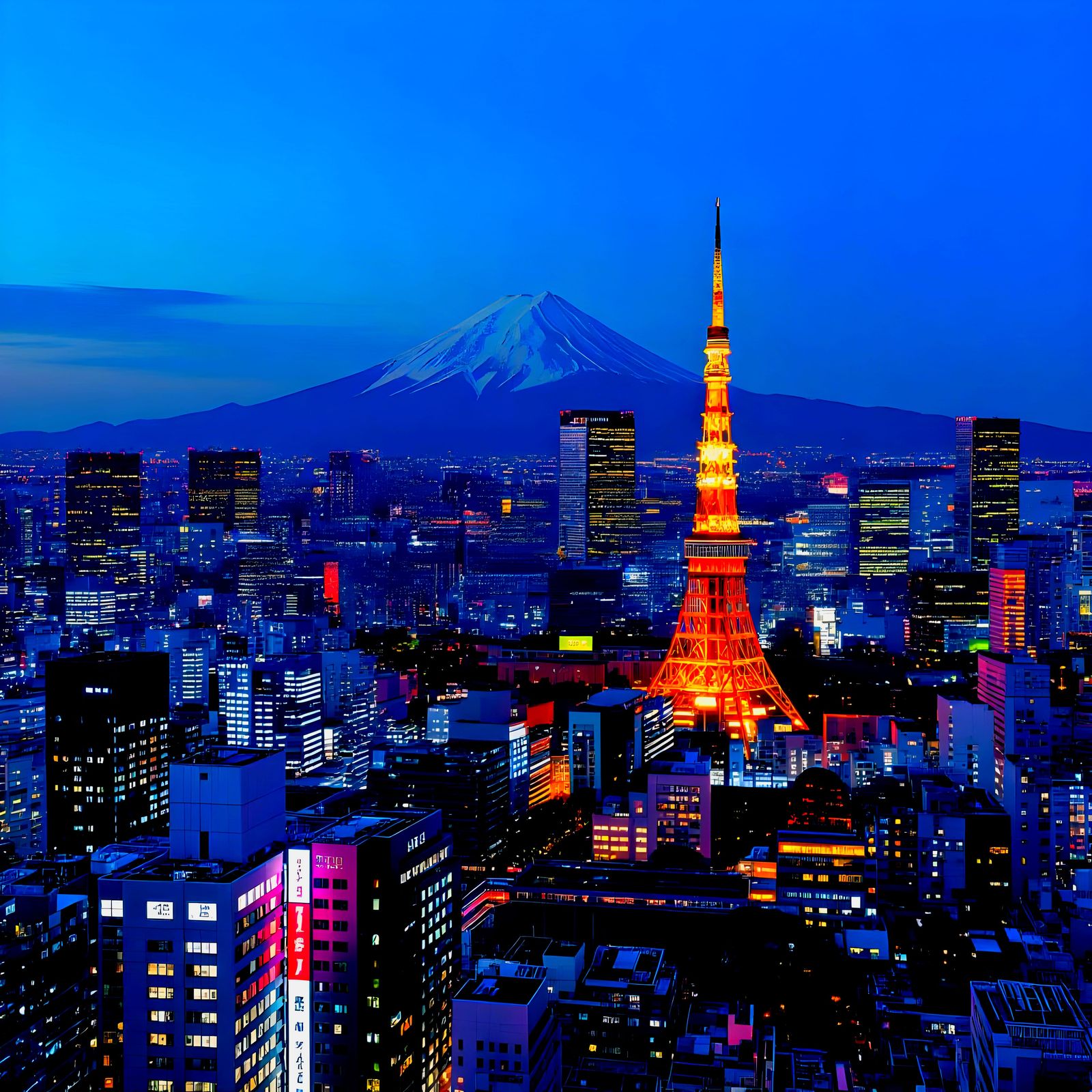 Vaporwave Tokyo Cityscape with Japanese Text