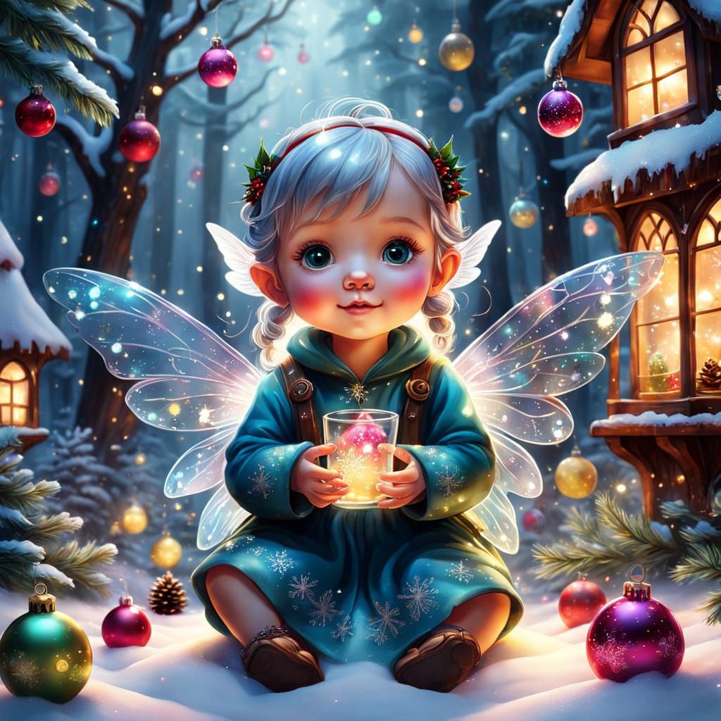 Whimsical Christmas Fairies in a Sparkling Wonderland