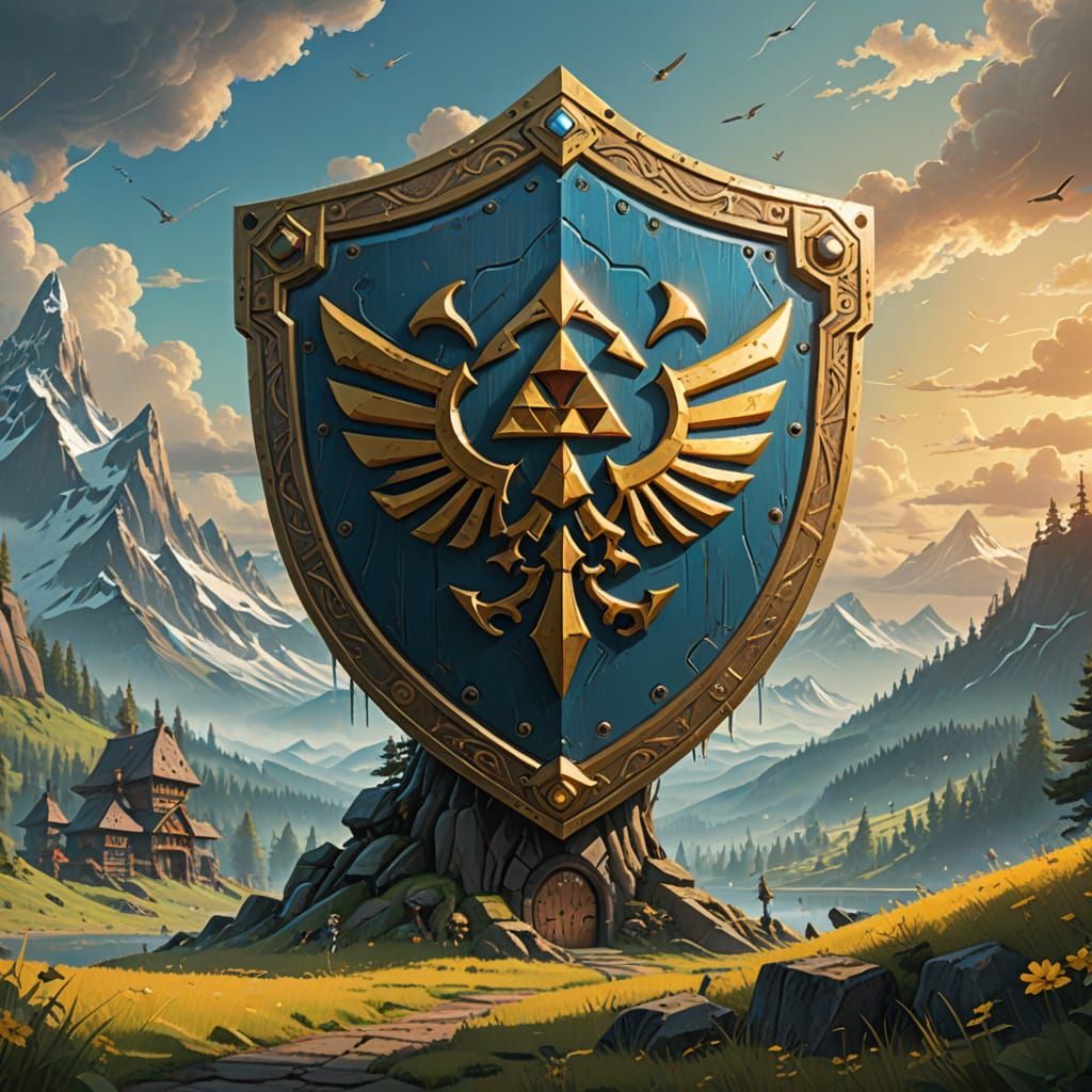 Majestic Hyrule Shield Crest in Fantasy Matte Painting