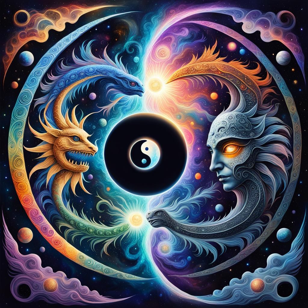 Contrasting Elements in Astral Cosmic Illustration