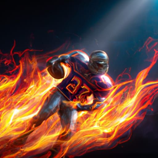 Fiery Old School NFL Player: Dark Fantasy Art