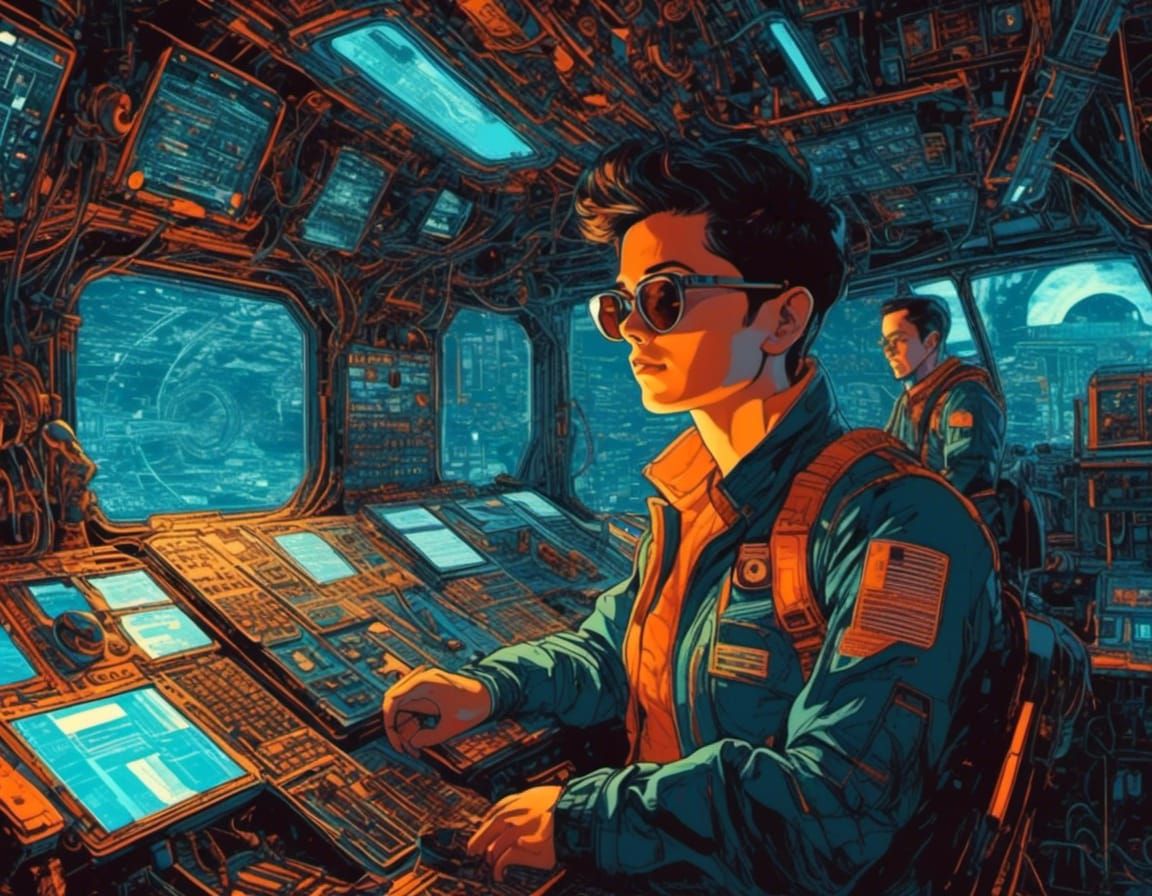 Atompunk Starship Engineer Portrait in Digital Painting