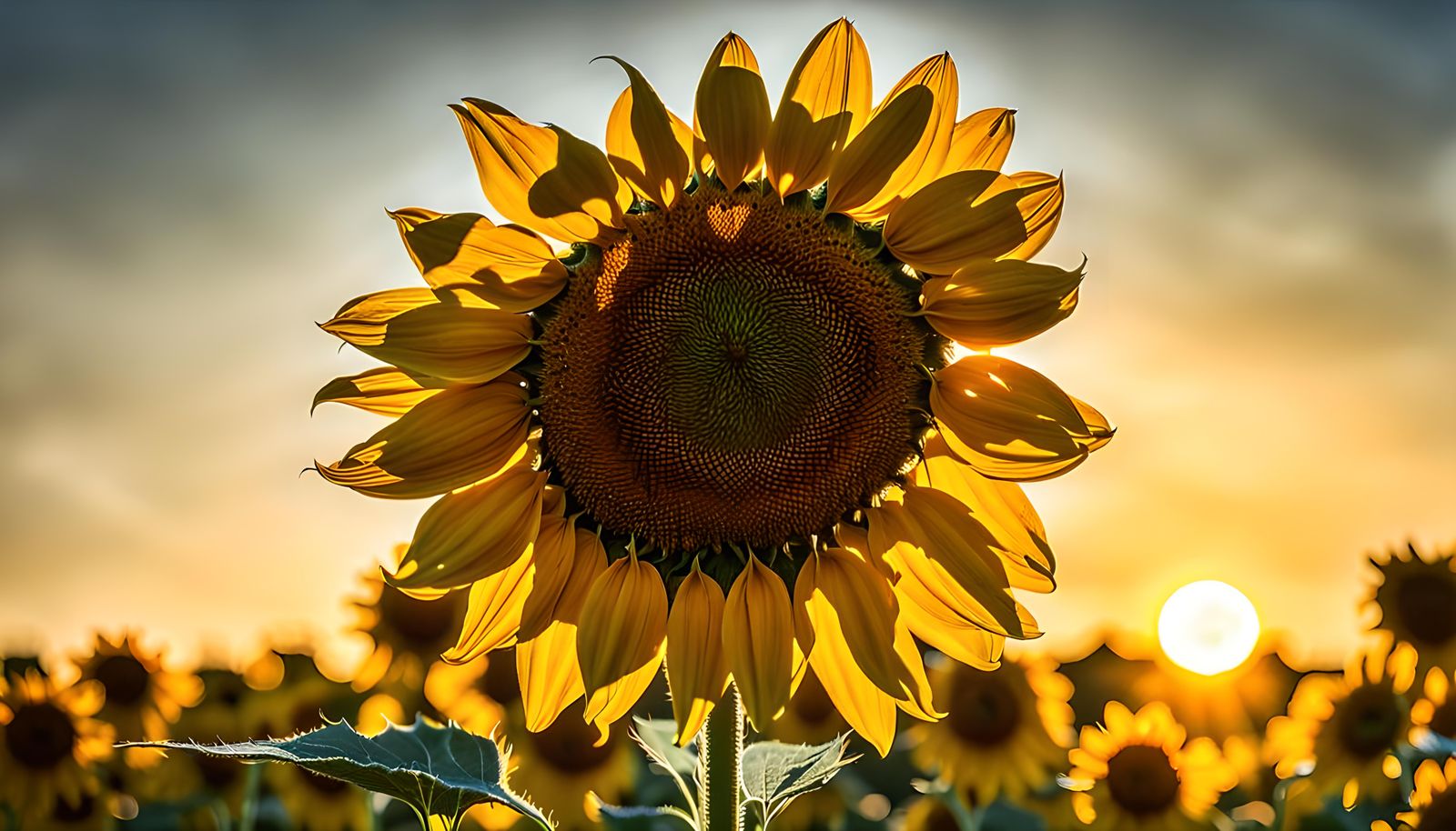 Shimmering Translucent Sunflower in Lunar Orbit