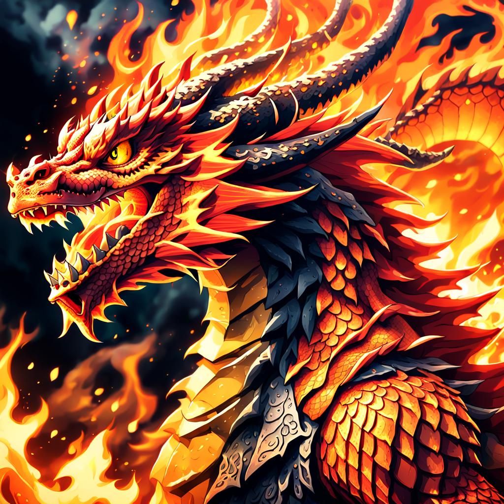 Red Fire Dragon Anime Key Visual in 4K