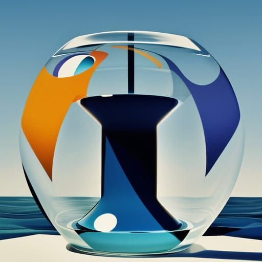 Surreal Hourglass Sea in Abstract Expressionist Style