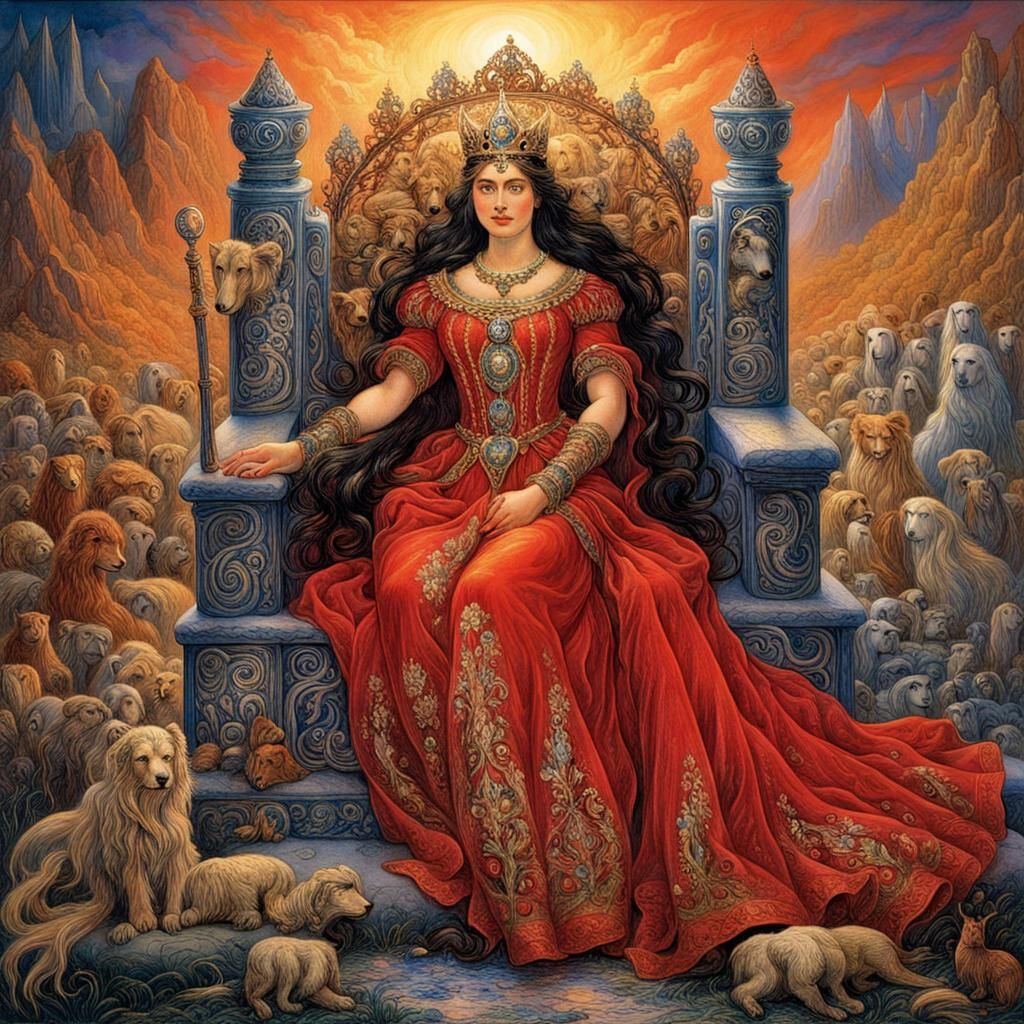 Brunhilde on Iceland Throne, in Style of Wall