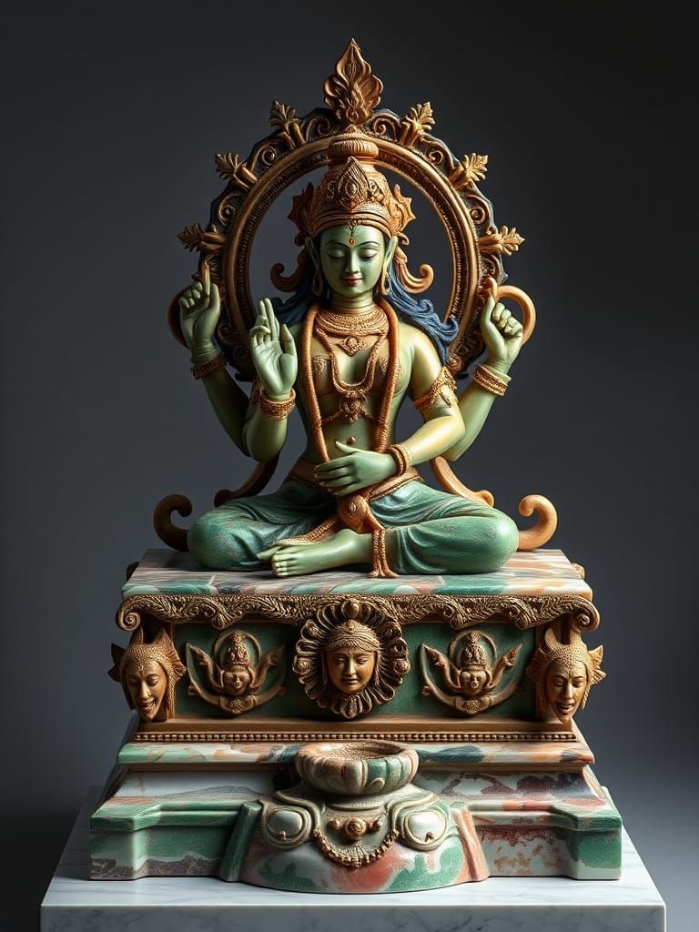 Luxury Goddess Mohini Statue in Vibrant Nephrite