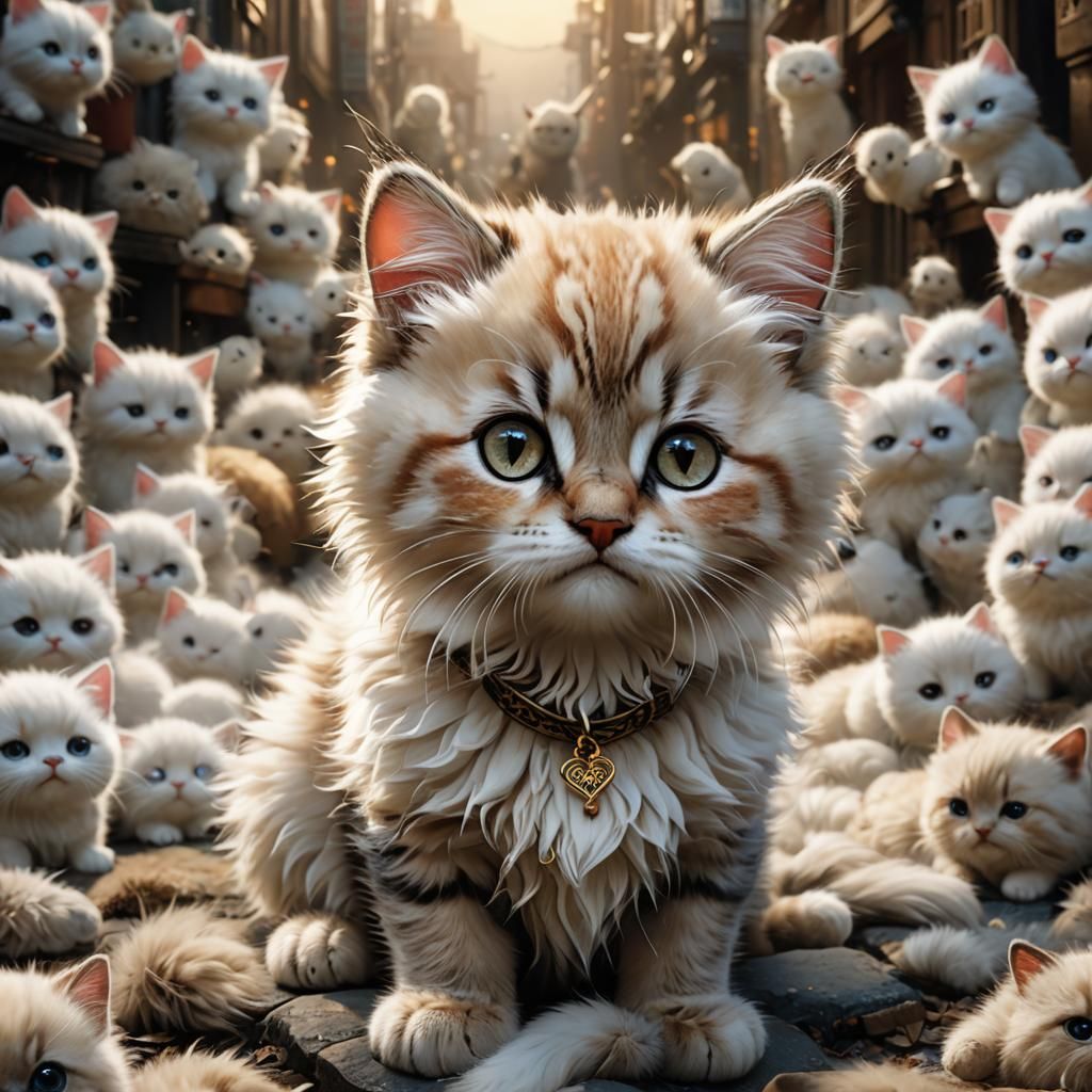 Chibi Kitty Cat with Fluffy Fur and Cute Eyes