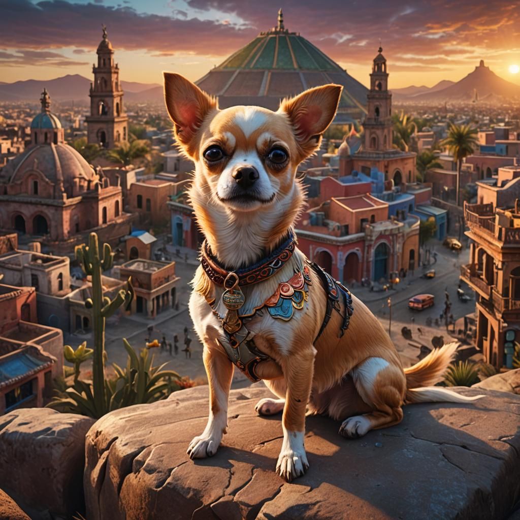 Chihuahua in Mexico at Sunset: Fantasy Concept Art