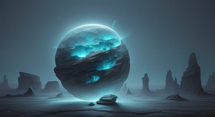 Mysterious Stone on Alien Landscape