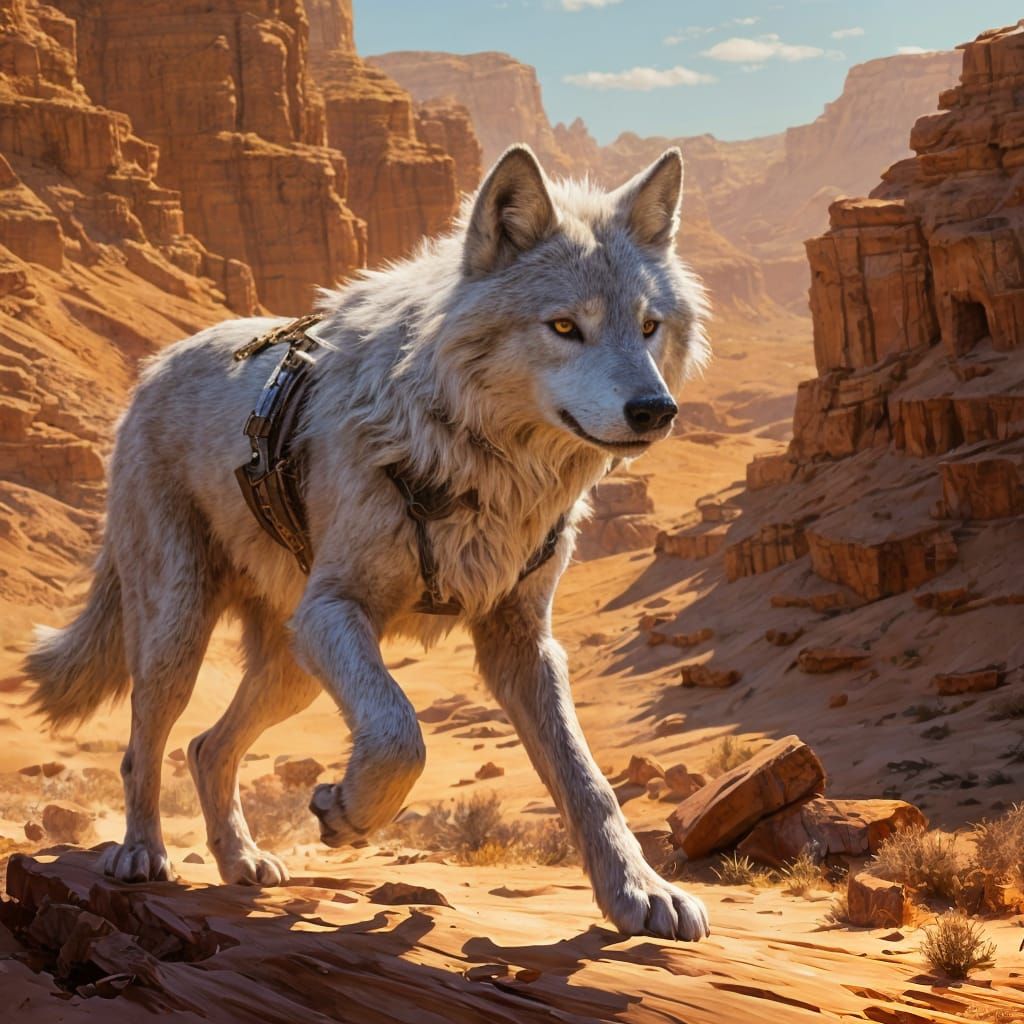 Mythical Desert Wolf on a Mesa