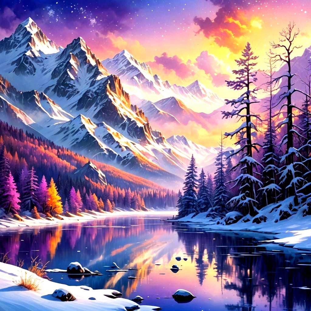 Winter Landscape in Detailed Matte Painting Style