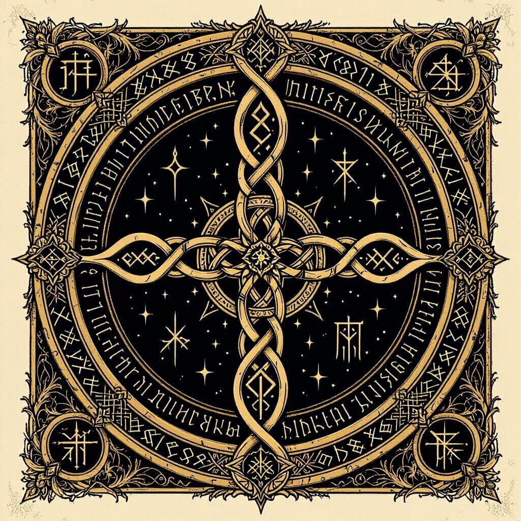 Mysterious Bind Rune with Frame of Arcane Art