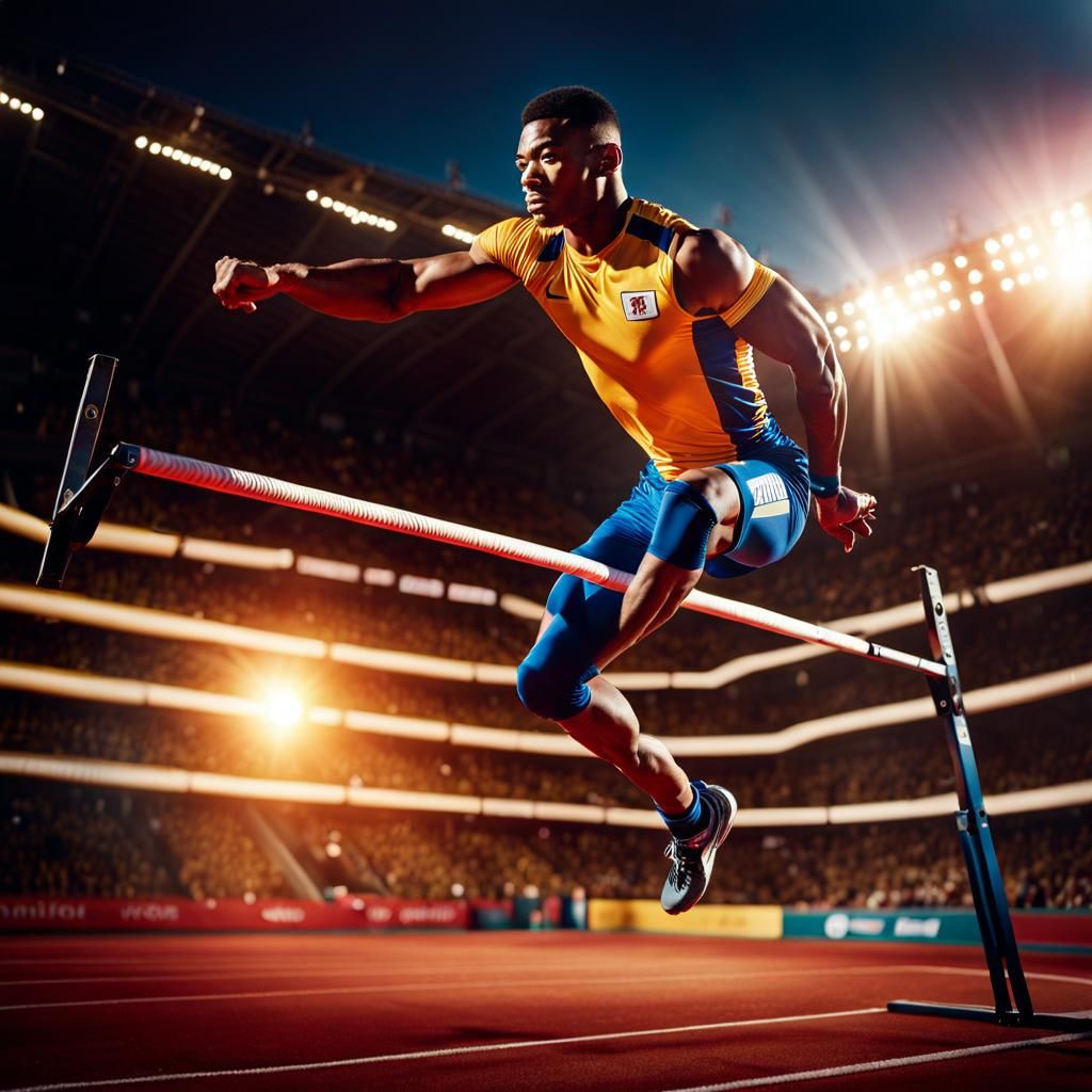 Disabled Athlete Soaring in Golden Hour: Sports Photography