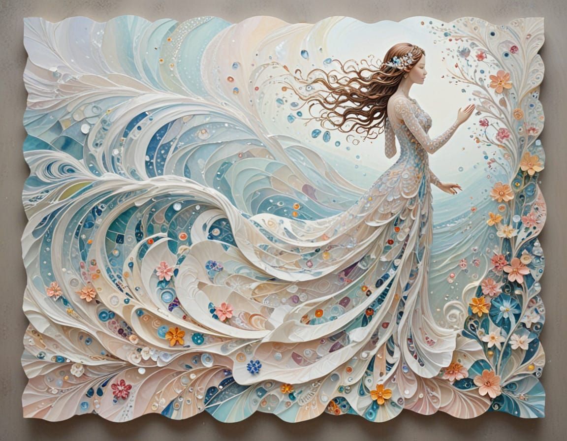 Luminous Crystal Goddess in Impasto Splendor