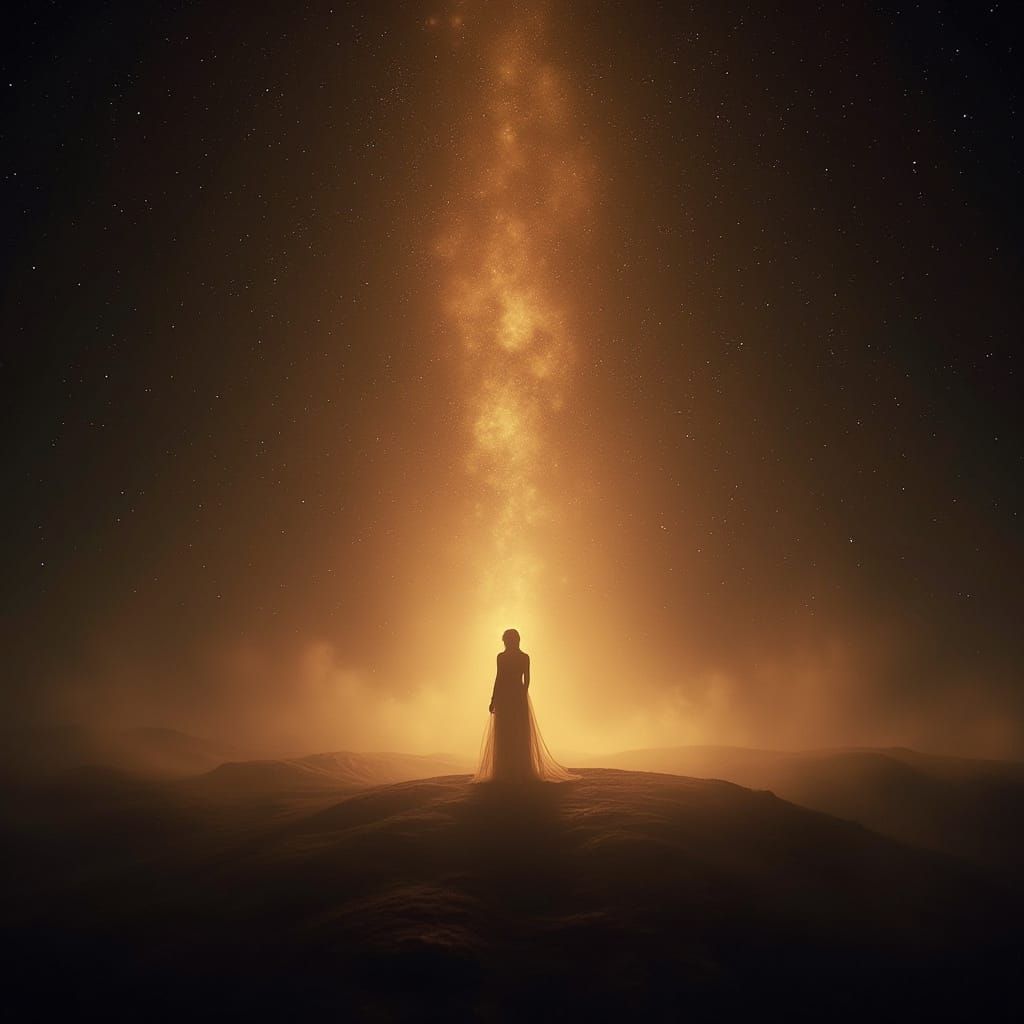 Celestial Figure in Starry Expanse