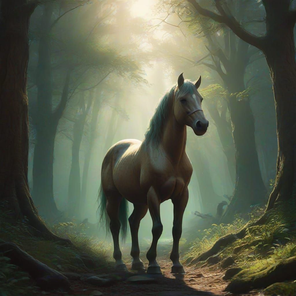 Ethereal Centaur Goddess in Lush Forest