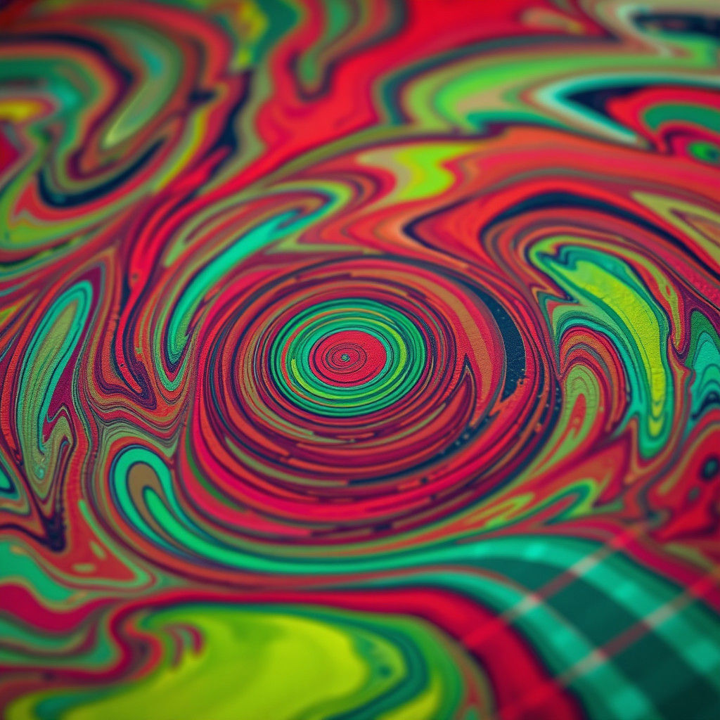 Hyperrealistic Tartan Paint Swirls in Cinematic Lighting
